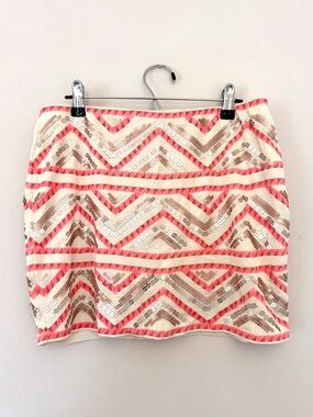 Express Pink Sequin Chevron size Small Mini Skirt Fun Statement Piece